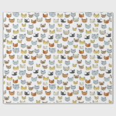 Cat Face Doodle Muster Geschenkpapier (Flach)