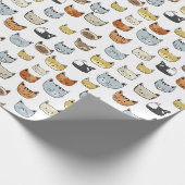 Cat Face Doodle Muster Geschenkpapier (Ecke)