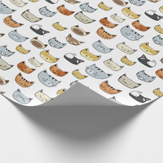 Cat Face Doodle Muster Geschenkpapier (Ecke)