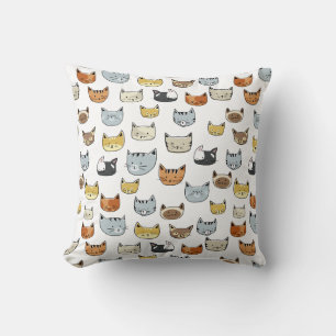 Cat Face Doodle Muster Kissen