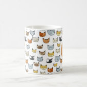 Cat Face Doodle Muster mit Monogramm Kaffeetasse (Mittel)