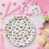 Cat Face Doodle Muster Pappteller (Party)