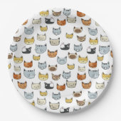 Cat Face Doodle Muster Pappteller (Vorderseite)