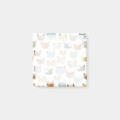 Cat Face Doodle Muster Post-it Klebezettel (Vorderseite)