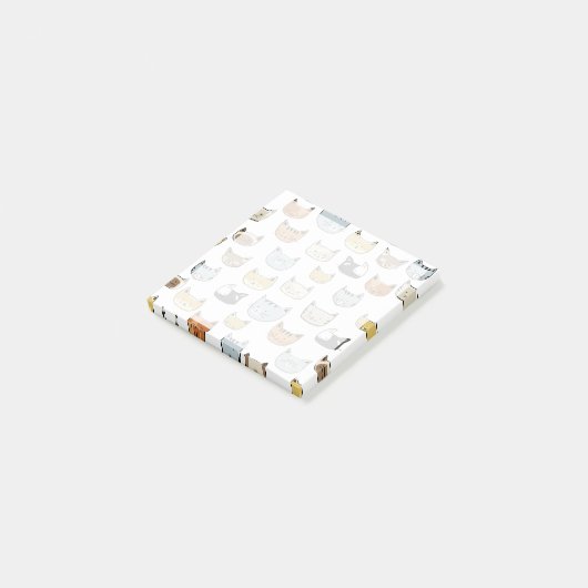 Cat Face Doodle Muster Post-it Klebezettel (angewinkelt)