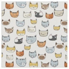 Cat Face Doodle Muster Stoff