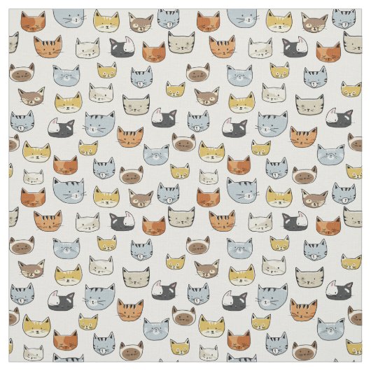 Cat Face Doodle Muster Stoff (Muster)