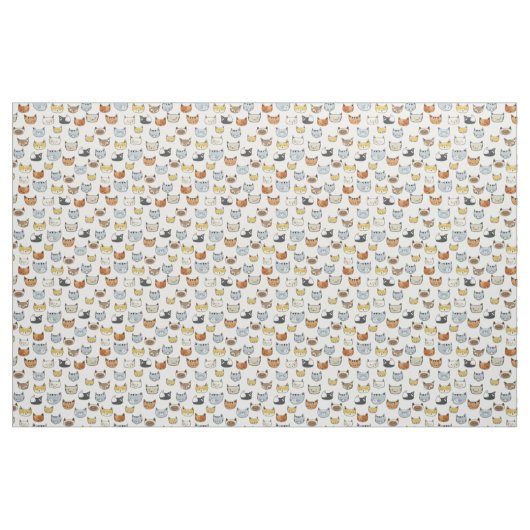 Cat Face Doodle Muster Stoff (Fat Quarter (45,7 x 55,9 cm))