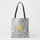Cat Face Doodle Muster Tasche (Vorderseite)