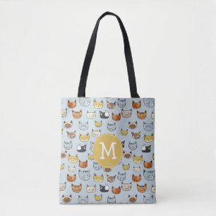 Cat Face Doodle Muster Tasche