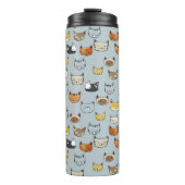 Cat Face Doodle Muster Thermosbecher (Vorderseite)
