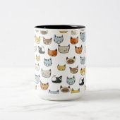 Cat Face Doodle Muster Zweifarbige Tasse (Mittel)