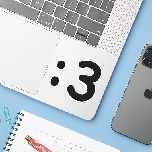 Cat Face Emoticon:3 Aufkleber (Laptop mit iPhone)