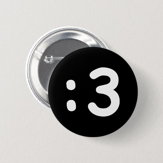 Cat Face Emoticon:3 Button (Vorne & Hinten)