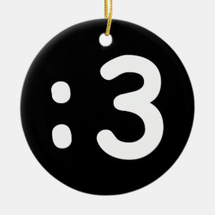 Cat Face Emoticon:3 Keramik Ornament