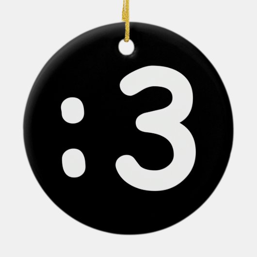 Cat Face Emoticon:3 Keramik Ornament (Hinten)