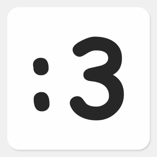 Cat Face Emoticon:3 Quadratischer Aufkleber (Vorderseite)