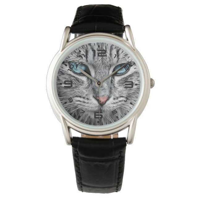 Cat Face Fraktal Design Armbanduhr (Vorderseite)