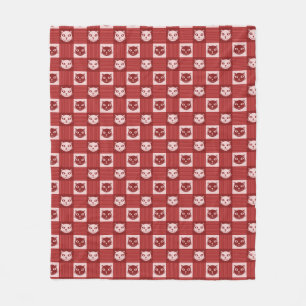 Cat Face Gingham Pattern Niedlich Red Fleecedecke