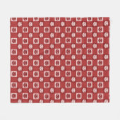 Cat Face Gingham Pattern Niedlich Red Fleecedecke (Vorderseite (Horizontal))