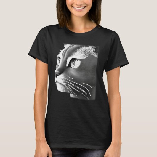 Cat face graphic animal pet grumpy kitten print T-Shirt (Vorderseite)