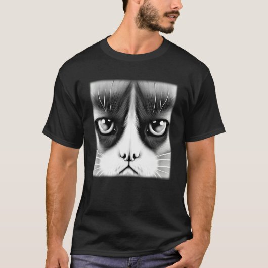 Cat face graphic animal pet grumpy kitten print T-Shirt (Vorderseite)