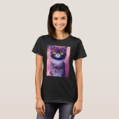 Cat face graphic animal pet grumpy kitten print T-Shirt (Vorne ganz)