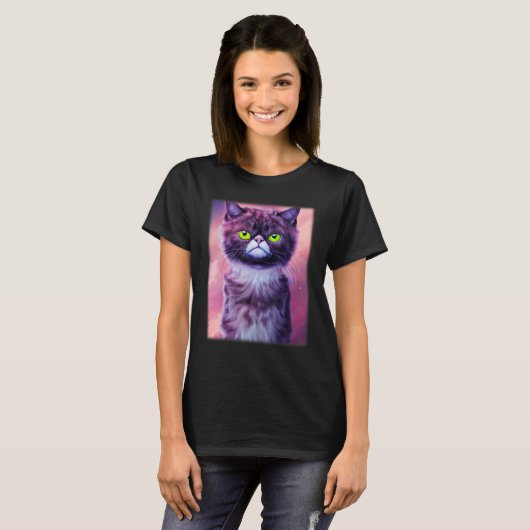 Cat face graphic  animal pet  grumpy kitten print  T-Shirt (Vorne ganz)