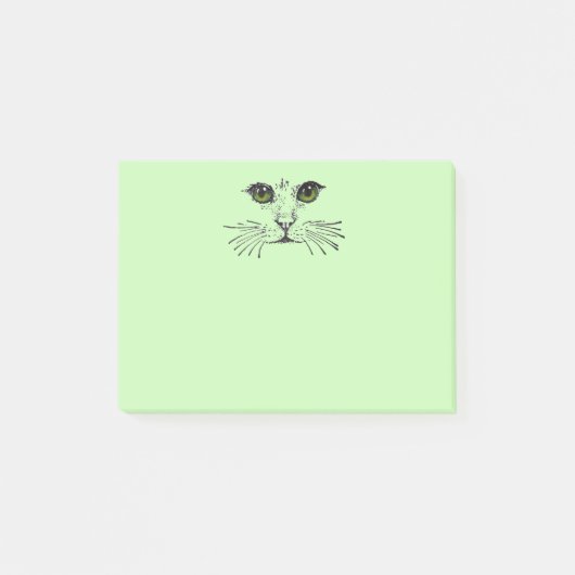 Cat Face Green Eyes Whiskers Post-it Klebezettel (Vorderseite)
