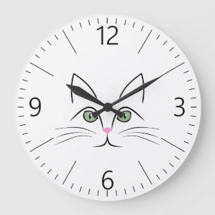 Cat face große wanduhr