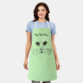 Cat Face Illustration Green Eyes Long Whiskers Schürze (Getragen)
