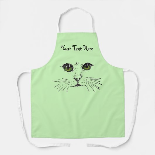 Cat Face Illustration Green Eyes Long Whiskers Schürze (Vorderseite)