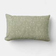 Cat Face Illustration Sage Green