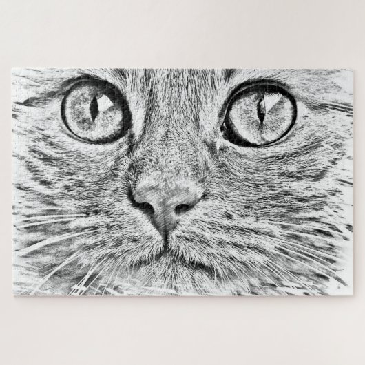 Cat Face Jigsaw Puzzle I Liebe Haustiere (Horizontal)