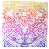 Cat Face Mandala Metallic Bright Look Keramik Tile Fliese (Vorderseite)