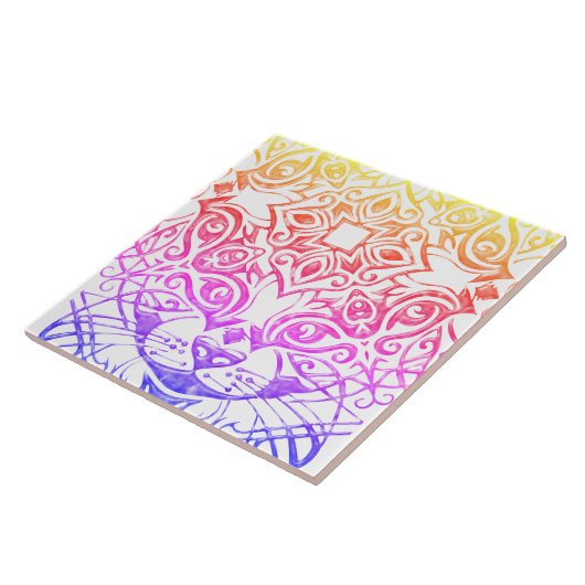Cat Face Mandala Metallic Bright Look Keramik Tile Fliese (Seite)