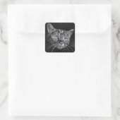 Cat Face meine High School zeichnend Quadratischer Aufkleber (Tasche)