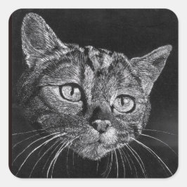 Cat Face meine High School zeichnend Quadratischer Aufkleber