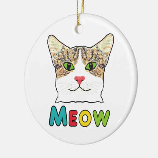 Cat Face Meow Keramik Ornament (Links)
