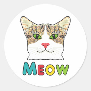 Cat Face Meow Runder Aufkleber