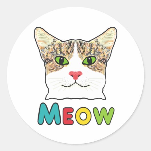 Cat Face Meow Runder Aufkleber (Vorderseite)