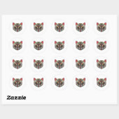 Cat Face MultiColor Runder Aufkleber (Blatt)