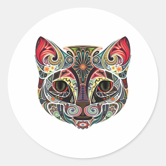 Cat Face MultiColor Runder Aufkleber (Vorderseite)