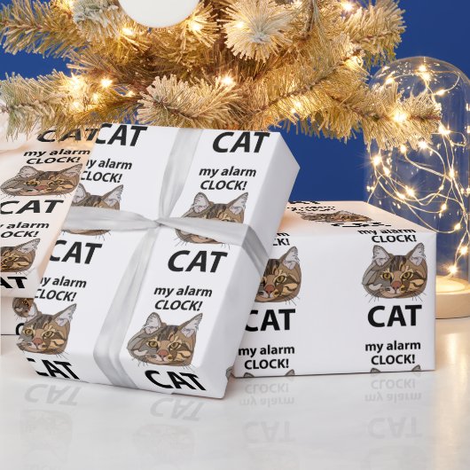 Cat Face My Alarm Clock Tabby Chat Geschenkpapier (Feiertage)