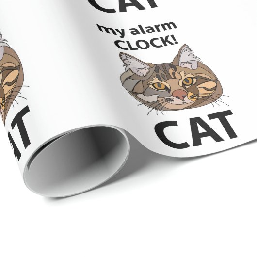 Cat Face My Alarm Clock Tabby Chat Geschenkpapier (Rolleneckpunkt)