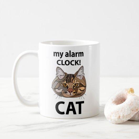 Cat Face My Alarm Clock Tabby Chat Kaffeetasse (Mit Donut)