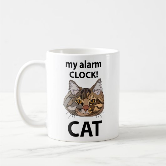 Cat Face My Alarm Clock Tabby Chat Kaffeetasse (Links)