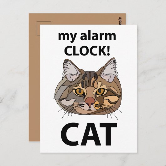 Cat Face My Alarm Clock Tabby Chat Postkarte (Vorne/Hinten)