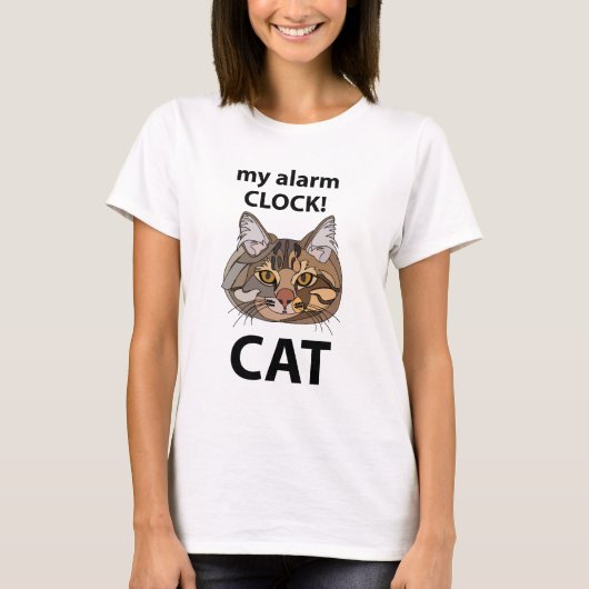 Cat Face My Alarm Clock Tabby Chat T-Shirt (Vorderseite)