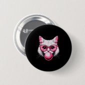 Cat Face Nk Gles Bubble Gum Cute Kitty Women Girls Button (Vorne & Hinten)